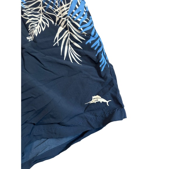Tommy Bahama Mens Swim Trunks Medium Blue Palm Leaf Print Swimsuit Shorts - Picture 2 of 8